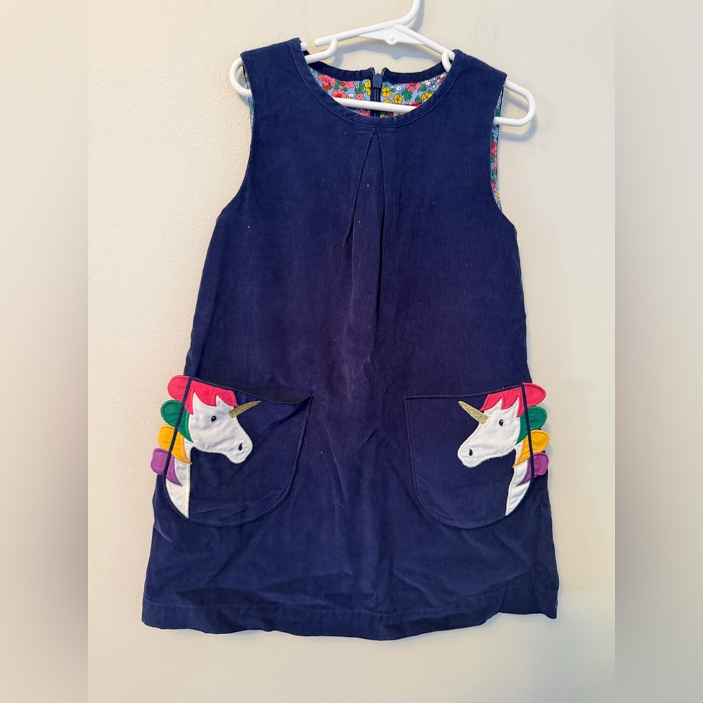 Mini Boden Navy Blue Unicorn Jumper Dress